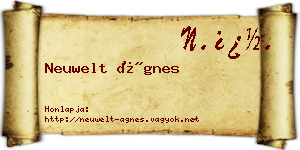 Neuwelt Ágnes névjegykártya